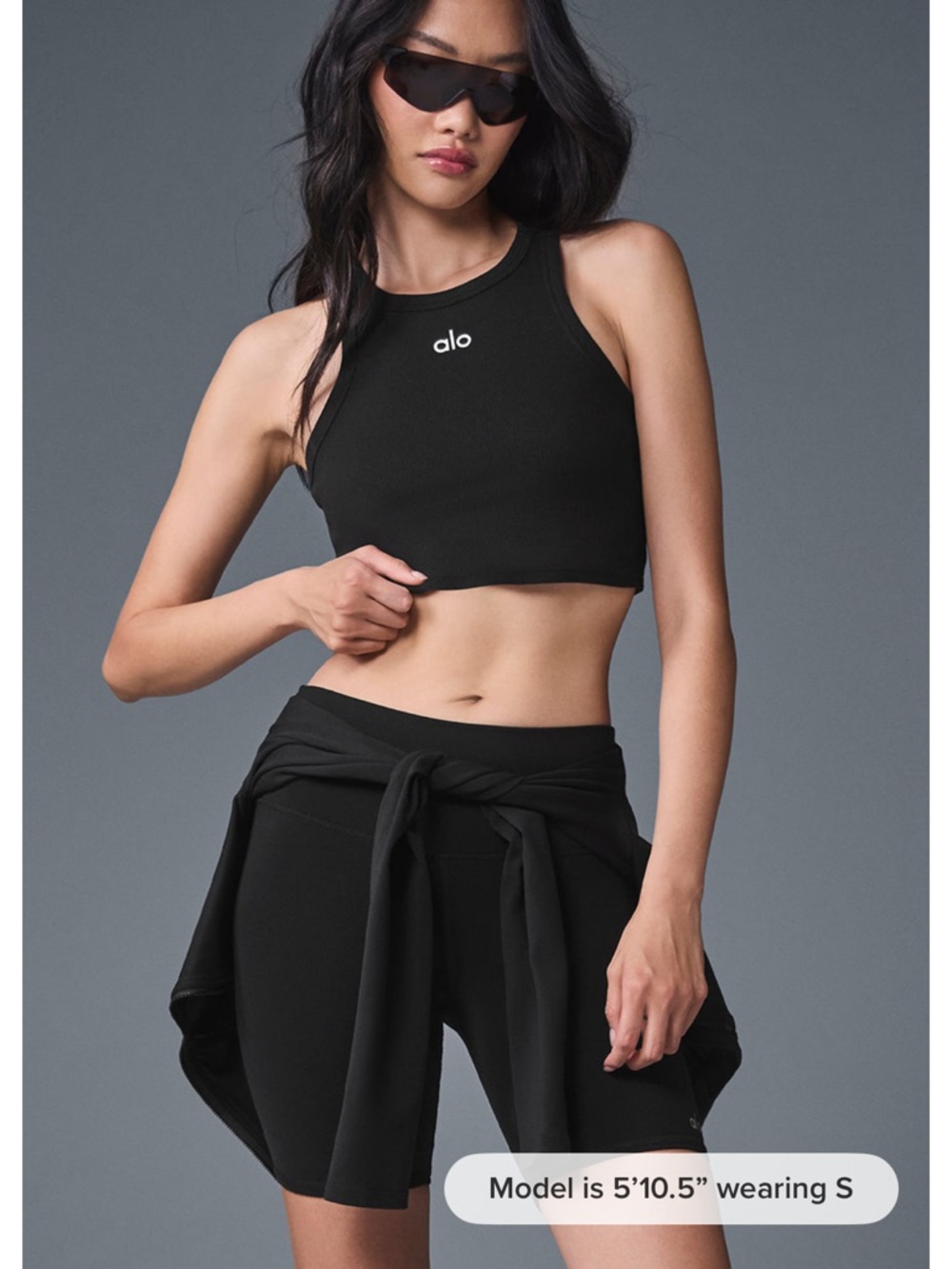ALO Yoga Black High-Neck Cropped Tank